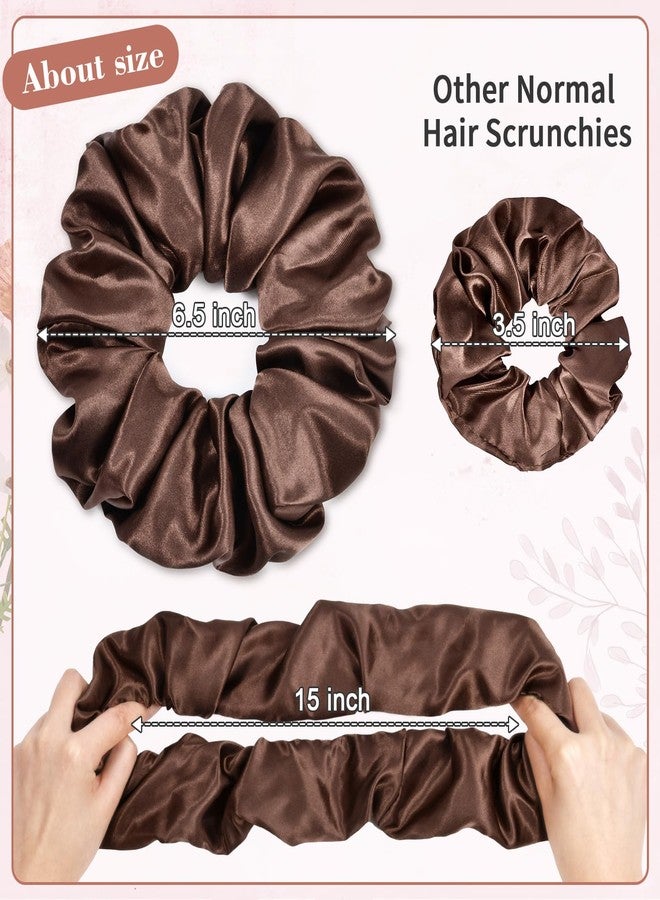 CEELGON Dark Brown Big Satin Scrunchie6.5 Inches Jumbo Scrunchies Silky Hair Ties Oversized Ponytail Holderfor Thick Curly Hair Extra Large Hair Accessories for Women (Espresso) - Image 2